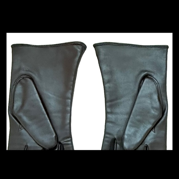 Vintage Women’s Black Winter Gloves. Sz 6-7 Beige Lining  Stitching On Top - Picture 6 of 9